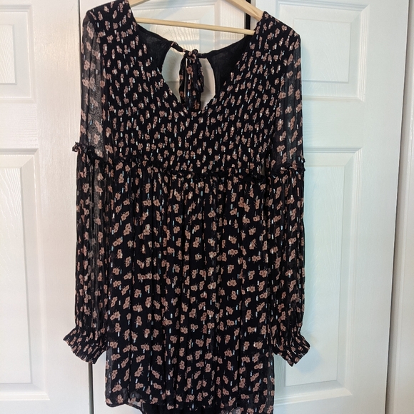 Free People Maria Smocked Floral Mini Dress in Midnight Combo - Picture 6 of 6